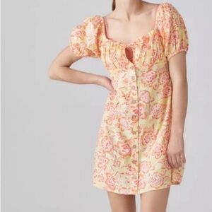Floral Puff Sleeve Mini Dress